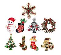 WOFASHPURET 9pcs Classic Christmas Patterns Brooch Corsage Pins Clothing Decoration Party Prop Christmas Pin Fashion Brooch