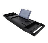 WOFASHPURET Adjustable Black Bath Tray with Multi-compartment Storage, Synthetic Material Extendable Bathtub Caddy for Relaxing and Watching Videos, Classic Style Organizer for Bathroom