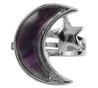 WOFASHPURET Adjustable Crystal Moon and Star Couple Rings for Women Men Natural Radiant Crystal Bands with Elegant Celestial Design Fade-resistant Mood Rings for Matching Love Symbols