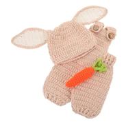 WOFASHPURET Adjustable Newborn Bunny Crochet Costume with Knitting Carrot Prop Soft Yarn Outfit for Easter Photoshoot Boys and Versatile Photography Prop