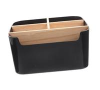 WOFASHPURET Bamboo Wood Makeup Organizer Box with Removable Compartments, Multi-grid Cosmetic Storage Case, Black Square Desktop Organizer for Skincare and Makeup Products
