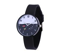 WOFASHPURET Casual Quartz Student Watch for Girls Silicone Lightweight Wristwatch Black Color for School and Daily Wear Cartoon Style