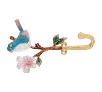 WOFASHPURET Decorative Vintage Bird Flower Enamel Wall Hook Pink Metal No-Drill Self-Adhesive Coat and Towel Holder, Heavy Duty Design for Keys, Jewellery and Bags, Rustic Home Decor