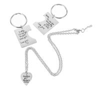 WOFASHPURET Father Mother Daughter Family Key Chain Pendant Necklace Keyring Stamped Words for Dad and Daughter for Father Day Mother Day Birthdays and Anniversaries