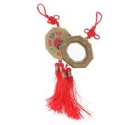 WOFASHPURET Feng Shui Bagua Mirror 2Pcs Bronze Indoor Wall Decor with Eight Diagrams Convex Concave Reflector and Chinese Knot Tassel for Evil Exorcism and Blessing, 7Cm Antique Style