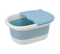 WOFASHPURET Foldable Feet Bathing Bucket Blue Portable PP Foot Soak Tub for Stimulates Acupressure Improves Circulation Space-saving Wash Basin for Home Use