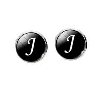 WOFASHPURET Glass Cuff Link for Men Lightweight Glass and Copper Round Sleeve and Collar Button with Electroplated Smooth Finish J Letter Pattern for Business Formal Shirts