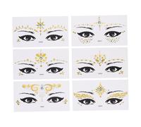 WOFASHPURET Gold Foil Halloween Face Stickers 6pcs Temporary Masquerade for Carnival Cosplay Makeup Random Style