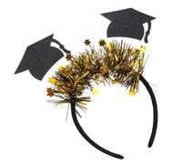 WOFASHPURET Graduation Headband for Adults and Students Black and Gold Mortarboard Hair Accessory with Five-point Star Comfortable Fit Graduation Cap Party Decoration for Ceremony and Photos