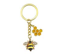 WOFASHPURET Hanging Decor Key Chain Cartoon Bee Honeycomb Pendant Cute Keyring Accessory