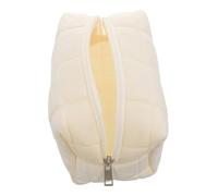 WOFASHPURET Large Capacity Pillow-Shaped Makeup Bag Organizer with Compartments for Travel and Stationery Soft Protective Cosmetic Pouch for Women Beige