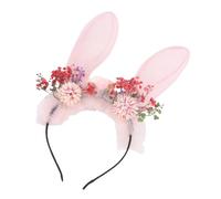 WOFASHPURET Long Bunny Ear Headband Lightweight Rabbit Hair Hoop with Flower Decoration for Easter Party Masquerade Carnival Costume Accessory Random Design