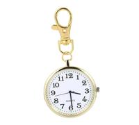 WOFASHPURET Luminous Key Chain Pocket Watch with Key Buckle Gold Case White Dial Unisex Vintage Hanging Watch for Middle-Aged and Elderly Glow-in-the-Dark