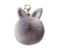 WOFASHPURET Luxurious Faux Rabbit Ears Keychain Pom Pom Decorations for Women Girls Handbag Charm