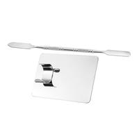 WOFASHPURET Makeup Mixing Palette Makeup Tray for Foundation Stainless Steel Pigment Blending Spatula Tool for DIY Skincare Families and Friends with Ring on The Back