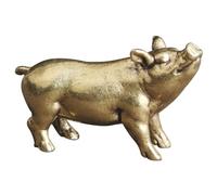 WOFASHPURET Mini Pig Figurine Retro Desktop Decoration Brass Antique Animal Statue Vintage Pig Shape Sculpture Ornament for Bar and Dining Table