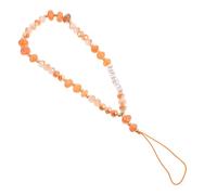 WOFASHPURET Mobile Phone Lanyard Beaded Chain with Crystal Stones Orange Anti-Lost Strap Suitable for Work and School
