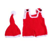 WOFASHPURET Newborn Photography Suit Hand Knitted Wool Christmas Overalls and Hat for Boys Soft Skin Friendly Photo Props for Birthday and Party Recording Precious Moments