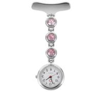 WOFASHPURET Nurse Lapel Watch with Rhinestones Pink Pendant Nursing Watch Clip-on for Students for Exams and Healthcare Use