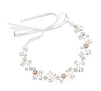 WOFASHPURET Pearl Flower Headband Adjustable Bridal Rhinestone Hair Accessory for Women Wedding Ceremony