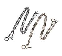 WOFASHPURET Pocket Watch Chains 2pcs Vintage Metal Hanging Chains 44cm Length Gun Black Bronze for Men’s Classic Pocket Watches