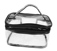 WOFASHPURET Portable Clear Makeup Bag Double Large Capacity Transparent PVC Cosmetic Organizer with Handle for Women Travel and Daily Storage