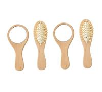 WOFASHPURET Portable Mirror Comb Set 4pcs Mini Wooden Hair Comb Vanity Mirror Kit Travel Makeup Men Women