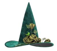 WOFASHPURET Realistic Vine Flower Witch Hat Halloween Cosplay Party Decoration Comfortable Skin Friendly Festival Accessory for Women Reusable Washable Stylish Green Witch Hat