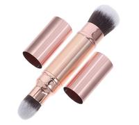 WOFASHPURET Retractable Dual End Makeup Brush Rose Gold Loose Powder Concealer Foundation Applicator Compact Blending Blush Brush for Touch Ups and Finish