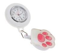 WOFASHPURET Retractable Nurse Watch Clip-on Fob Watch for Doctors and Students Silicone Pocket Luminous Dial White Paw Design Medical Accessories for Nurses and Paramedics
