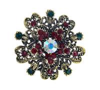 WOFASHPURET Retro Rhinestone Flower Brooch Pin Elegant Alloy Clothes Accessory for Women Vintage Style Decorative Lapel Corsage with Fine Polishing and Delicate Craftsmanship