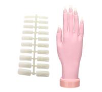 WOFASHPURET Silicone Hand Model for Nail Art Training Flexible Right Hand Practice Tool with 100 Nail Tips for Women