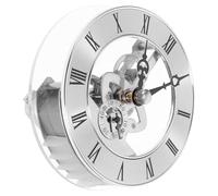 WOFASHPURET Skeleton Clock Insert Quartz Clock Movement Silver Zinc Alloy round Replacement with Roman Numerals Elegant Design and Crafts