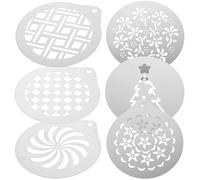 WOFASHPURET Stainless Steel Coffee Stencils Set Easy to Clean 6pcs with Assorted Diverse Designs for Latte Art and Cappuccino Foam Decoration Coffee Accessory for Home and Café Use