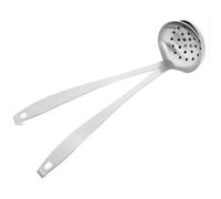WOFASHPURET Stainless Steel Cooking Spoon Set with Long Handle and Hook, Slotted Spoon for Straining Ingredients and Stirring Soups, for Home Use and Kitchen Cooking, Silver,