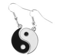 WOFASHPURET Tai Chi Bagua Dangle Earrings for Women Lightweight Black White Asymmetric Ear Decorations Reusable Chinese Style Jewelry Easy to Wear
