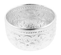 WOFASHPURET Tin Decorative Bowl Thai Style Pattern Design Silver Simple Shaped Serving Bowl Without Burrs Storing Essential Oil for Massage at Home