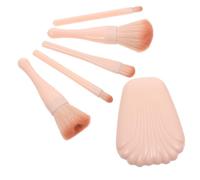 WOFASHPURET Travel Makeup Brush Set 5pcs Beige Highlighter Eyeshadow Powder Brushes with Portable Shell Storage Case for Women Makeup Artists and On-the-go Use