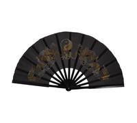 WOFASHPURET Vintage Folding Tai Chi Hand Fan with Cloth Fabric for Martial Arts Training and Performance Black Bamboo Ribs Chinese Kung Fu Fan for Men Women Wedding Party Dance Festival