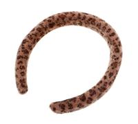 WOFASHPURET Vintage Leopard Print Plush Headband for Women Elegant Hair Accessories for Fall and Fashion Soft and Warm Nonslip Design for Casual and Dressy Looks