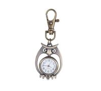 WOFASHPURET Vintage Owl Shaped Pocket Watch Keychain Quartz Analog Watch with Detail Practical Key Ring Family and Friends Retro Style Accessory