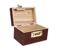 WOFASHPURET Vintage Wooden Pirate Treasure Box with Lock, Multi-function Cash Piggy Bank, Small Decorative Storage Chest for Coins and Trinkets