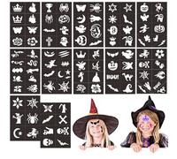 WOFEU 102 pcs Temporary Tattoos Stencils, Face and Body Paint Stencils Kit, Girl Boy Glitter Tattoos for Kids Halloween Christmas Masquerade Party Favor Supplies