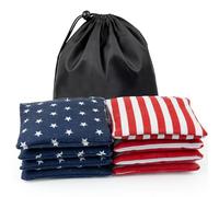 WOFEU Cornhole Bean Bags for Tossing, 4.7” x 4.7” Cornhole Bags Set of 8, Throwing BeanBag for Kids & Adults, Two Color All Weather Cornhole Beans Bag Set with Tote Bag