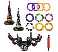 WOFEU Halloween ring toss games,Inflatable spiders witch hat ring toss game for kids,Halloween party favours Outdoor party game at home
