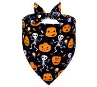 WoffBow Halloween Dog Bandana 1-Pack for X-Large Dogs - Reversible Pumpkin Skull Patterns Quick-Dry Comfort, Trick or Treat Pet Party