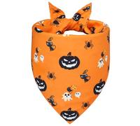 WoffBow Halloween Dog Bandana for 10-14" Small to Medium Dogs | Reversible Bat Spider Web Print, Fast-Drying for Costume Parties (1-Pack)