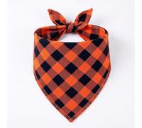 WoffBow Orange Buffalo Plaid Dog Bandana for Medium Dogs, Cotton Scarf | Double-Sided, Halloween Fall Christmas Scarf, Soft Tie-On Triangle Bib, Photo Prop & Puppy Gift, Fits 14-18" Neck (L)