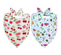 WoffBow Summer Dog Bandana 2-Pack for Large Dogs - Cooling Bandanas with Floral Fruit Design, Breathable & Quick-Dry Pet Accessories (X-Large)