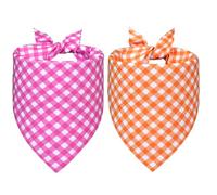 WoffBow Summer Dog Bandana 2-Pack for Large Dogs - Cooling Bandanas with Pink Plaid Design, Breathable & Quick-Dry Pet Accessories (X-Large)